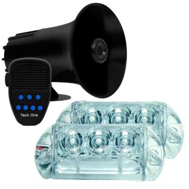 Imagem de Sirene Policia Tipo Rotan Megafone 7 Tons Carro Moto Alarme + Par De L