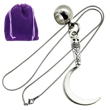 Imagem de Dave The Bunny Colar de foice – Elegante colar de corrente de cobra de aço inoxidável com pingente de foice de mão de ceifador de metal – Colar de foice para entusiastas góticos e de Halloween, Aço