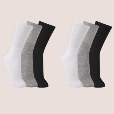 Imagem de Kit 6 Pares Meia Trifil Cano Alto Algodão Unissex, Misto, 39 a 43
