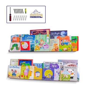 Imagem de Dwelling With Pride Prateleira de acrílico de 91 cm (pacote com 2) - Prateleiras de livros, suporte de especiarias e expositor flutuante para brinquedos e fotos - Prateleiras flutuantes transparentes