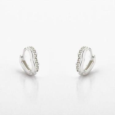 Imagem de Brinco Argola Coração Prata 925 Cravejada Com Zircônias - Atraktiva Jó