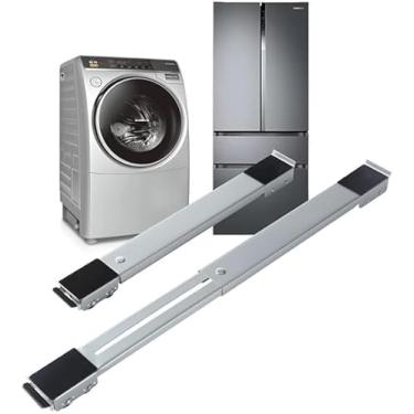 Imagem de Suporte com Rodinhas Reforçado para Geladeira Máquina de Lavar Móveis Linha Premium Ajustável Reforçado Até 200 Kg Secadoras Fogões Eletrodomésticos Pesados Possui: Resistência, Segurança e Mobilidade