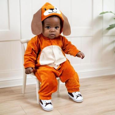 Imagem de Macacão Longo Plush Bebê - Capuz Bordado Cão Caramelo - Era Uma Vez, 0