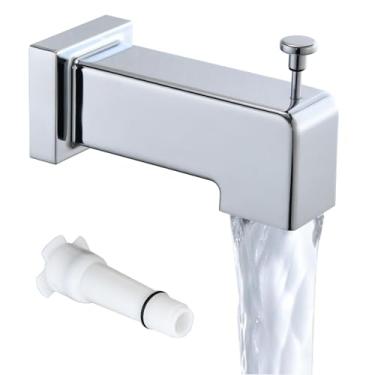 Imagem de YASINU Bico deslizante para banheira - Design quadrado elegante para banheiro, serve para tubo de cobre de 1,27 cm (diâmetro de 1,27 cm), bordas arredondadas seguras para crianças, fácil instalação,