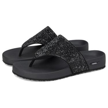 Imagem de Skechers Chinelo feminino Vinyasa-Glam Time com ajuste de arco, Preto/preto, 35