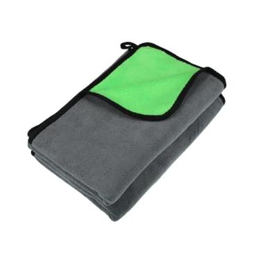Imagem de REPAIROCK Toalha de secagem de carro de microfibra 80 x 60 cm extra grande limpeza de carro detalhes absorvente colossal pano de secagem de carro limpador de janela secador cinza verde 2 peças de