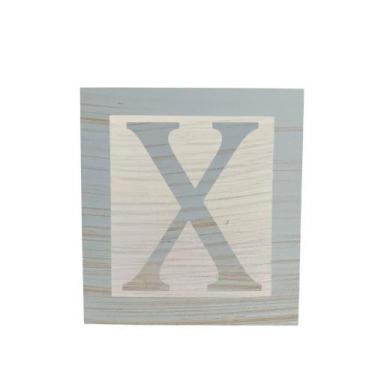 Imagem de Cubo Branco Letra Azul Bebê com Aplique Festa Chá de Bebê Decoração 8x