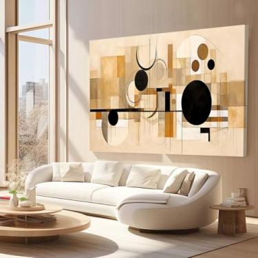 Imagem de Quadro Formas Geométricas Moderno Sala Tons Marrom 100x70
