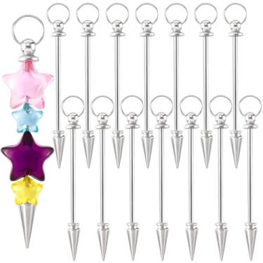 Imagem de SmallCat 15 peças de barras de chaveiro com contas, acessórios para chaveiros com contas de metal em branco, pingentes de contas destacáveis - prata