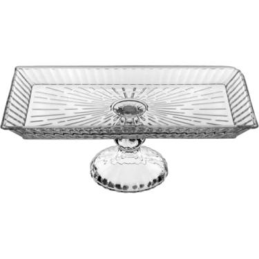 Imagem de PRATO BOLO RETANGULAR HOME&CO COM PÉ ECO CRYSTAL 12x32x17cm TRANSPARENTE