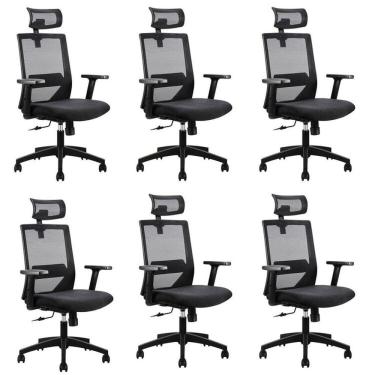 Imagem de Kit 6 Cadeiras Presidente Nr17 Office Chicago Preto