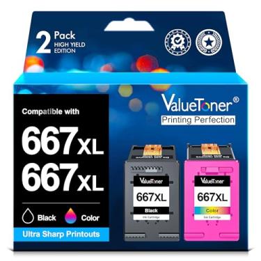 Imagem de Valuetoner Cartuchos de Tinta para 667 667XL 667 XL Compatível com DeskJet Ink Advantage 2374 1275 2375 2376 2775 2776e DeskJet Plus 6475 6476 6075 (1 Preto 1 Colorido)
