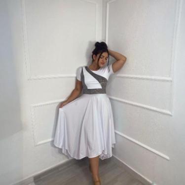 Imagem de Vestido de Dança Coreografia Prata Moda Evangélica Feminina - Miss Flo