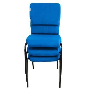 Imagem de 03 Cadeiras Empilhável para Igrejas Evangélicas Linha Church Azul