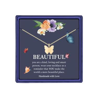 Imagem de Hidepoo Colar de borboleta com inicial de presente para meninas, ouro 14K, prata/ouro rosa, pingente delicado de borboleta, colar gargantilha com inicial de borboleta, presentes de aniversário para