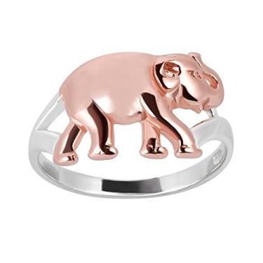 Imagem de AeraVida Anel Virtuoso de Dois Tons Elefante Ouro Rosa sobre Prata, Ouro, rosa, ouro rosa, prata, prata esterlina