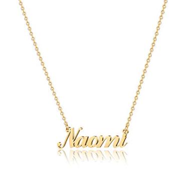 Imagem de Hidepoo Colar com nome personalizado – Colar com pingente de nome personalizado de aço inoxidável, corrente delicada com nome de letra, joias personalizadas, presentes para mulheres e meninas, Metal