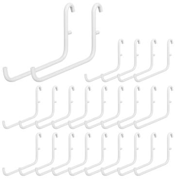 Imagem de HOFURME 24 ganchos para quadro de pinos de 9 x 6 cm, compatíveis com Skadis Peg Board, ganchos longos em forma de L para pendurar, acessórios de pegboard, para ferramentas de armazenamento de
