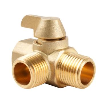 Imagem de Válvula de passagem de 3 vias de latão para kits de aquecedor de água - conexões NPT de 1,27 cm