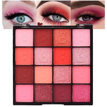 Imagem de evpct Palete de maquiagem de 16 cores com glitter fosco rosa vermelho blush laranja pêssego paleta de maquiagem à prova d'água altamente pigmentada esfumaçada prensada brilhante brilhante paletas de