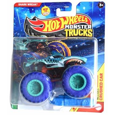 Imagem de Hot Wheels Monster Trucks Shark Wreak, Beast Bashers 5/6 Includes Crushed Car