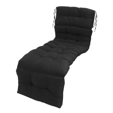 Imagem de 78.74x21.65 na Almofada de Lounge Com Laços, Almofada de Substituição da Piscina do Gramado, Material Macio para Móveis Externos Internos (Preto)