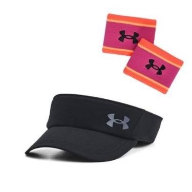 Imagem de Kit 1 Munhequeira Under Armour Perfomance Terry e 1 Viseira Feminina Under Armour Launch-Unissex