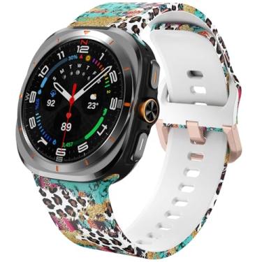 Imagem de SPINYE Pulseiras de relógio compatíveis com Samsung Galaxy Watch Ultra de 47 mm 2025/2024, estampa macia sem lacunas para Samsung Galaxy Watch Ultra 2/Ultra de 47 mm, leopardo colorido
