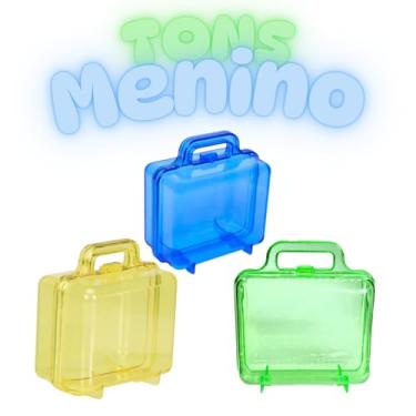 Imagem de Kit 12 Massinha Modelar + 12 Bolha Sabão + 24 Cortador Massinha + 12 Maletinha Acrílico Lembrancinha (Tons Menino)