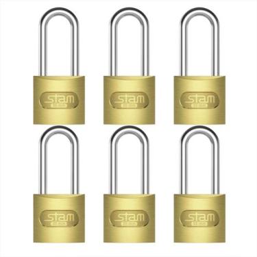 Imagem de Kit 6 Cadeados De Segurança Com Haste Longa 32mm Chave Tetra - Stam, K
