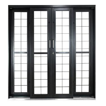 Imagem de Porta de Correr de Aço 215x200cm Pantografica Grade Quadrada Ideal Crv Esquadrias Preto