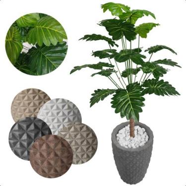 Imagem de Bananinha Artificial Folhas Verdes Grande Vaso Decoração - Flor de Men