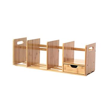 Imagem de FTOQWZXV Estante de livros para mesa, estante de livros, 4 grades, arquivos, revistas, CDs, quarto, cozinha, prateleira telescópica com gaveta pequena para escritório e casa ()