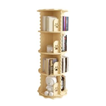 Imagem de AKALNNB Estante rotativa para livros, estante giratória de chão, rack de CD de madeira de 6 camadas, fácil de montar para escritório, sala de estar, sala de estudo
