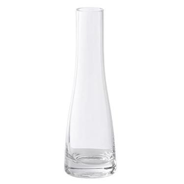 Imagem de Vaso de vidro soprado transparente de 21 cm feito à mão, vasos de haste única, vaso de flores de vidro pequeno para decoração de casa e escritório