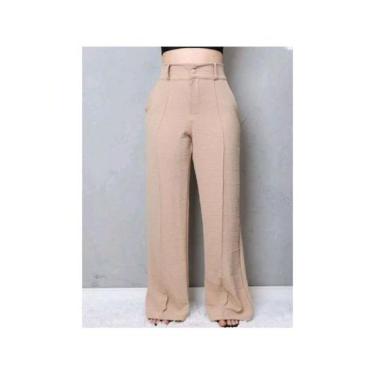 Imagem de Calça Social Alfaiataria Wide Leg Colorida - NoBrand, Bege, G