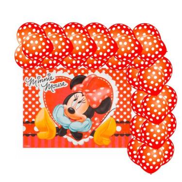 Imagem de Kit Festa Minnie Decoração Anivetrsário Painel TNT+ 25 Balão - piffer 