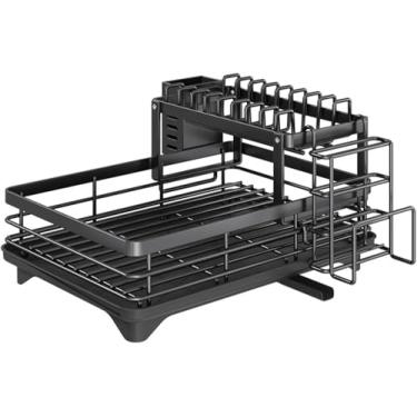 Imagem de YESOP Escorredor de Louça Inox Dupla Com Drenagem Automática com Porta Pratos Talheres Copos Preto