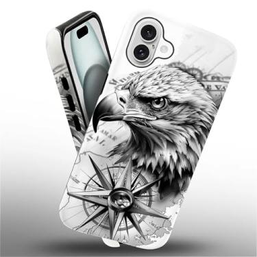 Imagem de Punmada Capa para iPhone 16, estampa de olho de águia com bússola direcional para meninas e meninos, capa protetora de corpo inteiro de silicone à prova de choque para iPhone 16
