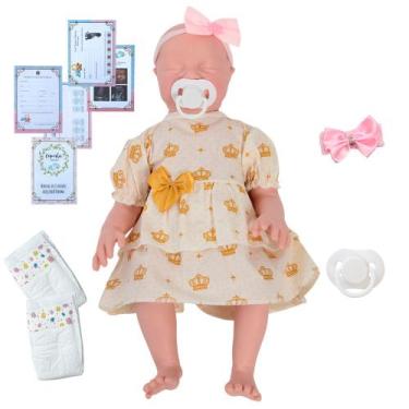Imagem de Bebe Reborn 100% Silicone Olhos Fechados Articulada Fofa - Cegonha Reb