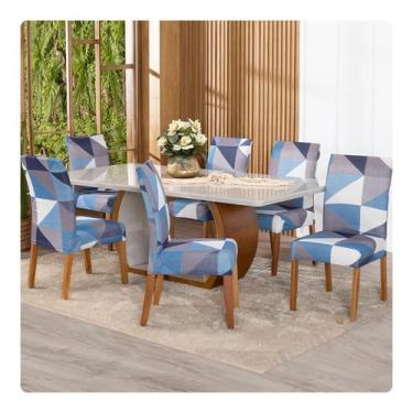 Imagem de Kit Capa De Cadeira Estampadas Mesa Jantar 6 Lugares Malha Gel - Shop 