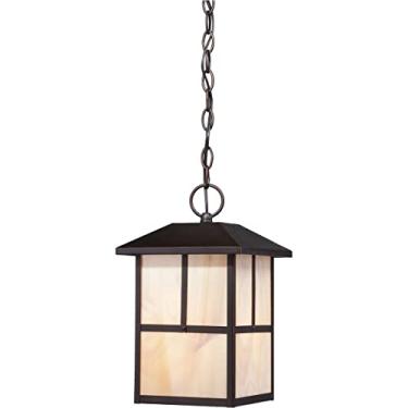 Imagem de Nuvo Iluminação Nuvo Lighting 60/5674 bronzeador pendurado 1 lanterna de luz 100 Watt A19 max pendente externo varanda e pátio iluminação com vitral de mel, bronze clarete