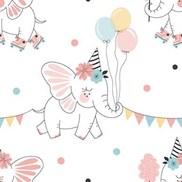 Imagem de Papel De Parede Adesivo Lavável Bebê Elefante Rosa 3m