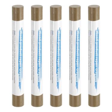 Imagem de HARFINGTON 5 peças de bastões de enchimento de madeira, cera de madeira, retoque de móveis, gizes de cera para reparo de móveis, cinza grande