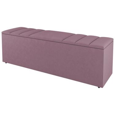 Imagem de Calçadeira Baú Casal Grace 140cm Suede Rosé - Abmaza