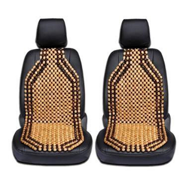 Imagem de Capas de assento Zento com contas de assento para carros, 2 peças de almofada de massagem nas costas com contas de madeira natural, assento de bambu para conforto em sua experiência de viagem,