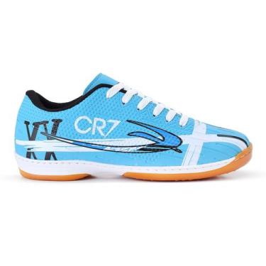 Imagem de Chuteira Futsal Cr7 Preta Leve e Confortável para Quadra e Salão  Sola