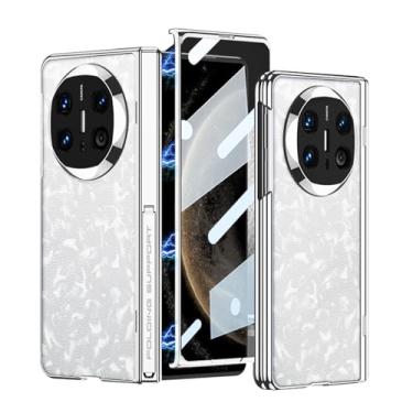 Imagem de HAO RIYLN Capa de couro para Huawei Mate X6, suporte magnético com dobradiça ultrafina, à prova de choque, protetor de tela para câmera, capa de telefone revestida, branca, Mate X6