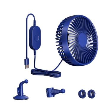 Imagem de WeiLaiKeQi Ventilador de circulação de ar do ventilador de carro USB 3 velocidade ajustável 12V 24V para sedãs domésticos RV, Azul