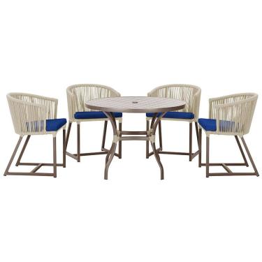 Imagem de Mesa com 4 Cadeiras de Jantar Roma 100cm e Noronha em Aluminío